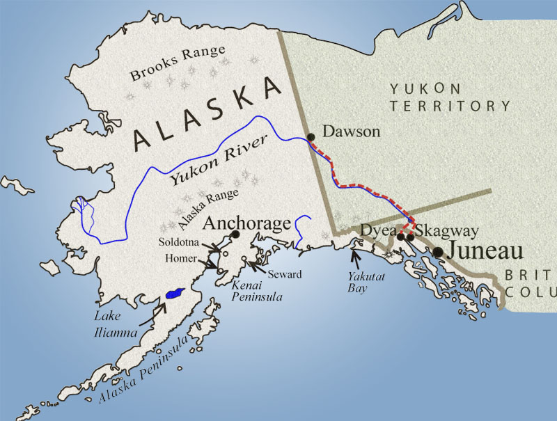Alaska Map - Route to Klondike