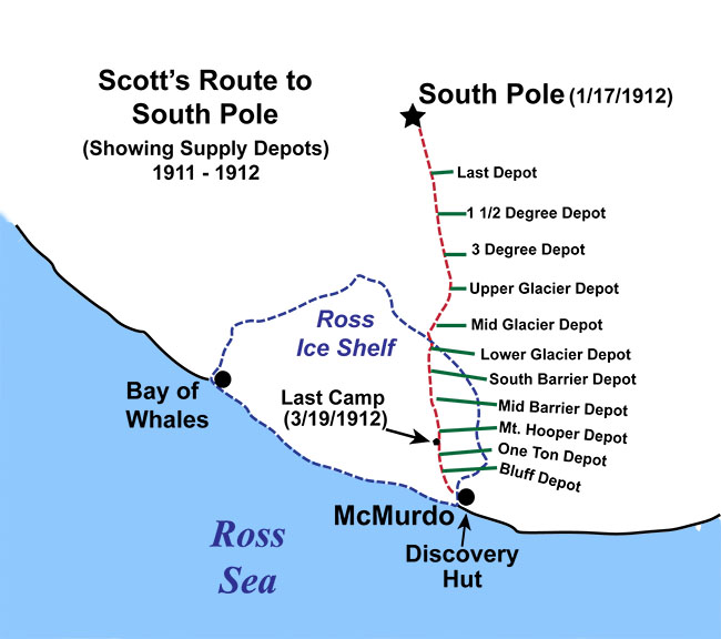 Location of Robert Scott's Supply Caches