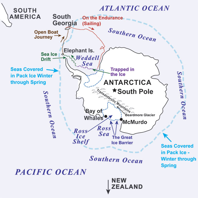 Map of Shackleton's Escape from Antarctica