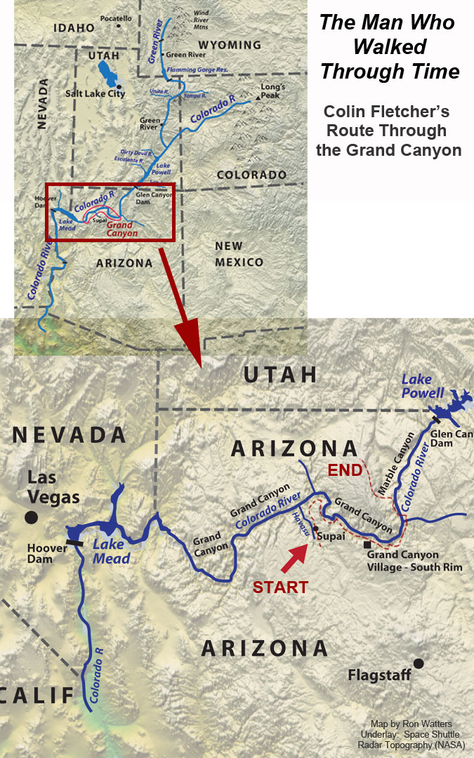Colin Fletcher's Route Backpacking Route Through the Grand Canyon