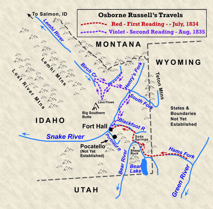 Map of Russell's Travels in Idaho