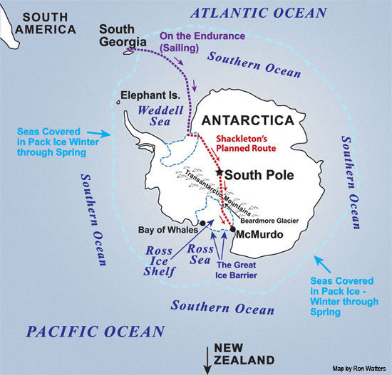 Shackleton's Proposed Route Across Antarctica