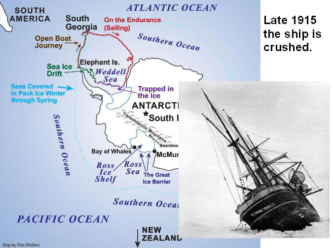 Shackleton's Ship the Enduranced is Crushed - Map