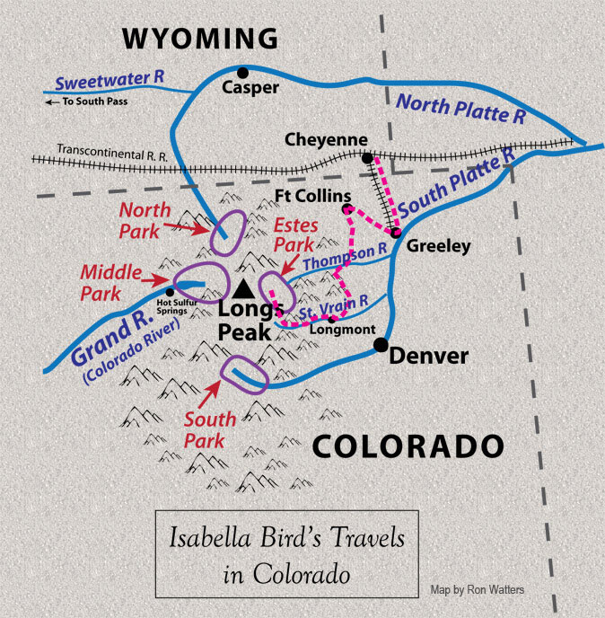 Map of Isabella's Travels in Colorado